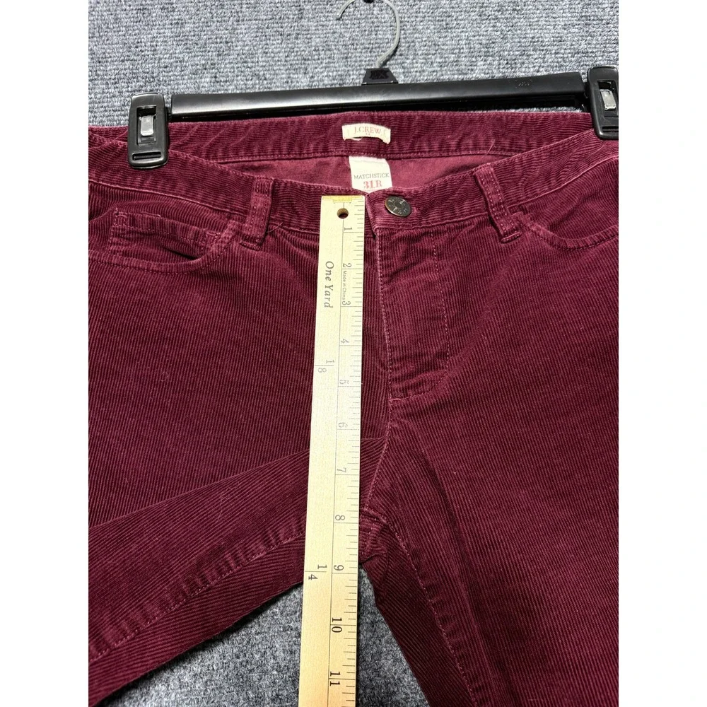 J.Crew‎ Matchstick Pants Women 31R Burgundy Excellent Corduroy Mid Rise Straight